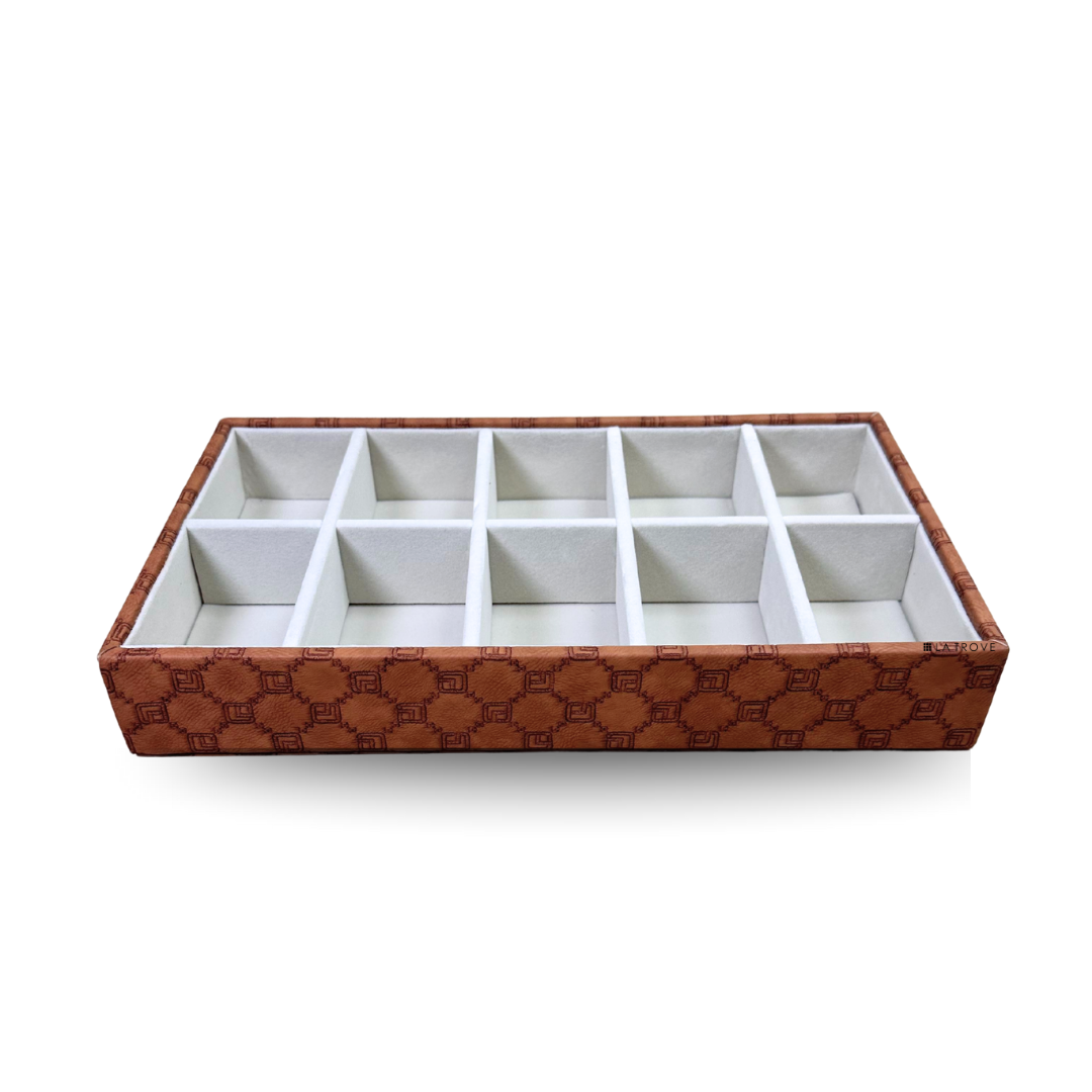 Designer 10-Slot Tie & Pocket Square Organiser Tray
